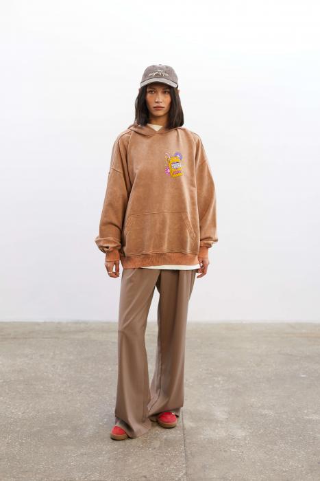 Oversized hoodie vintage-effect beige mental juice