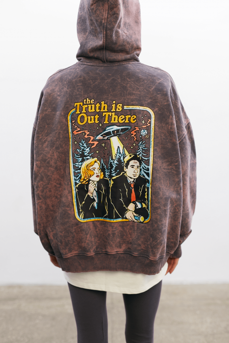 Oversized hoodie vintage-effect graphite X-files