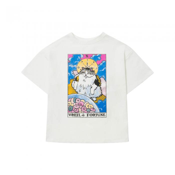T-shirt oversized white wheel and fortune