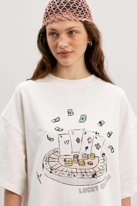 T-shirt oversized white fucky charm