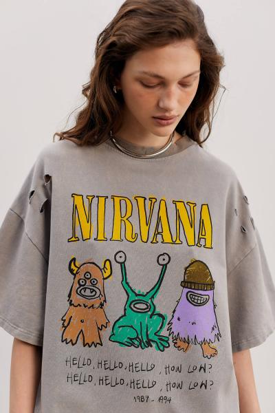 Футболка оверсайз вываренная серая Nirvana