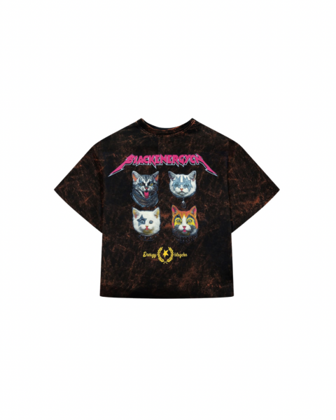 Футболка оверсайз виварена чорна cat energy