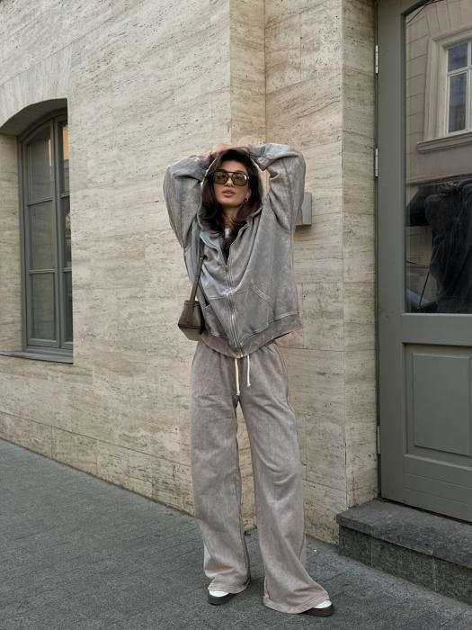 Straight pants grey boiled