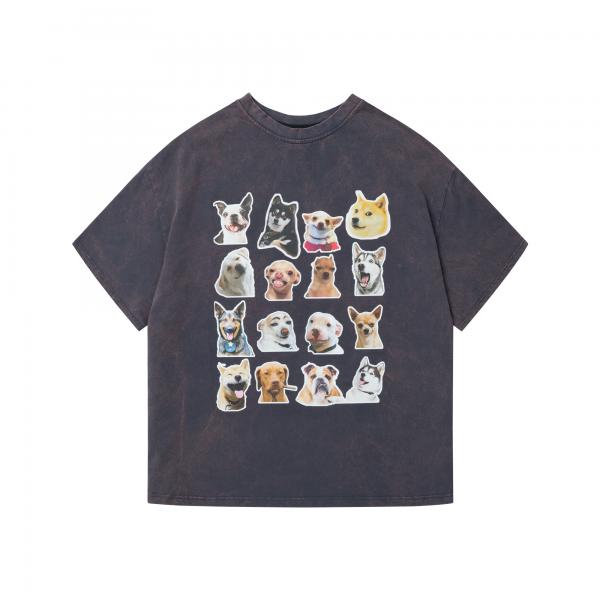 T-shirt oversize boiled graphite doggy style