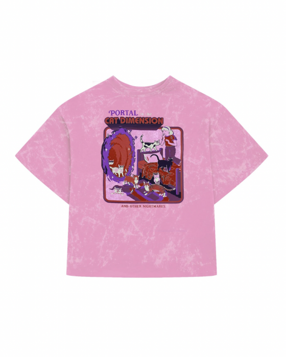 Футболка оверсайз рожева cat dimesion